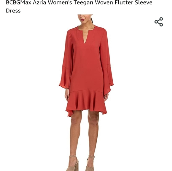 BCBGMAXAZRIA teegan split neck ruffle dress - Picture 10 of 10